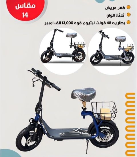 صورة سكوتر 48 فولت بسلة خلفية بكفرات عريضة مقاس 14